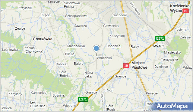 mapa Wrocanka, Wrocanka gmina Miejsce Piastowe na mapie Targeo